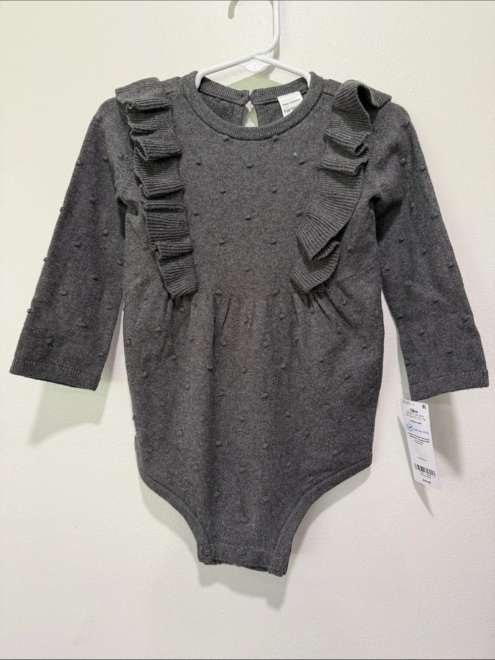 Baby Girls' Charcoal Knit Ruffle One-Piece
